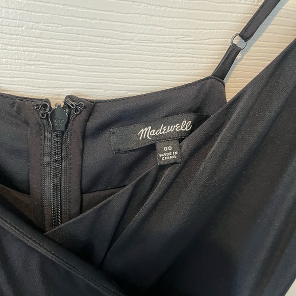 Madewell Black Satin Cami Side-Button Dress, size 00 - Picture 8 of 9